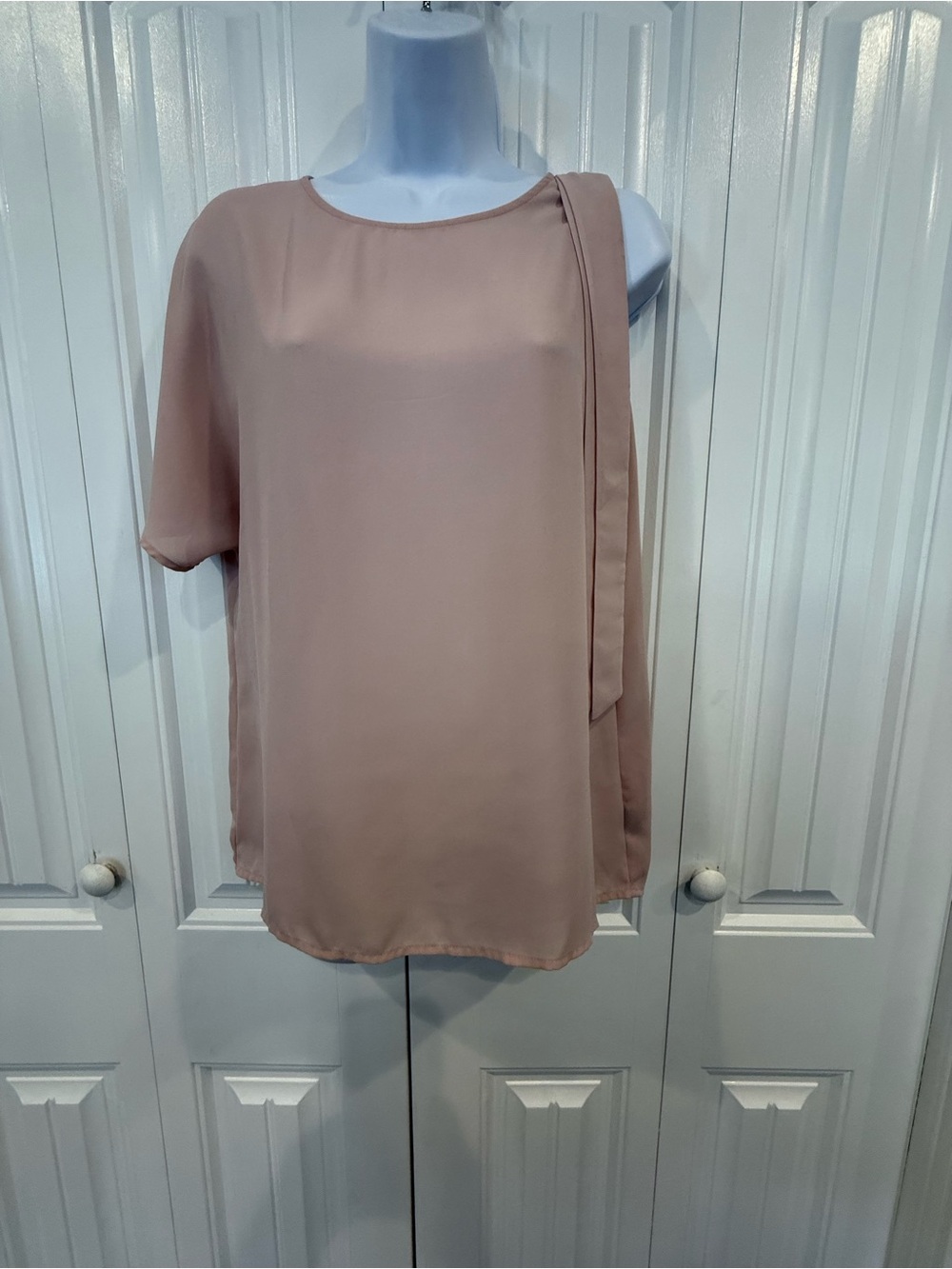 Worthington Blush Pink One‎ Shoulder Asymmetrical Blouse Top Size XS